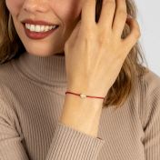 Crystal Cross Bracelet - Red Cord [18K Gold Plated]