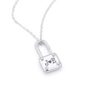 Liebevolle Schloß Kette mit Initialen [Sterlingsilber]