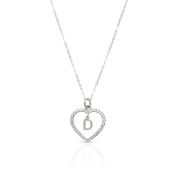 Crystal Heart Initial Necklace [Sterling Silver]