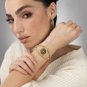 Bracelet Carte Silhouette avec Point en Cristal - Plaqué Or 18ct