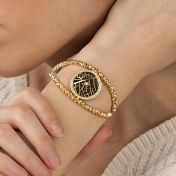 Bracelet Carte Silhouette avec Point en Cristal - Plaqué Or 18ct