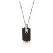 Black Crystal Tag Necklace for Men