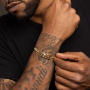 Cuban Link Chain Name Bracelet With Cross [18K Gold Vermeil]