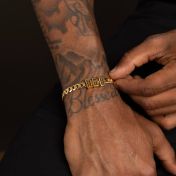 Cuban Link Chain Name Bracelet With Cross [18K Gold Vermeil]