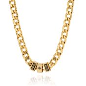 Cuban Link Chain Name Necklace with Black Diamond [18K Gold Plated]