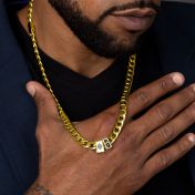 Cuban Link Chain with Cross & Nano Bible for Men – 8mm [Gold Plated]