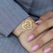 Bracelet Jonc Carte Liens du Cœur - Vermeil 18ct 