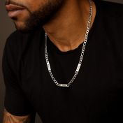 Figaro Chain Men Name Necklace - Stainless Steel