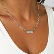 Collier Barre Gravée à Chaîne Trombone [Argent 925]