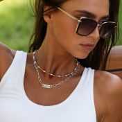 Collier Barre Gravée à Chaîne Trombone [Argent 925]