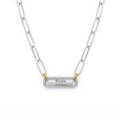 Link Chain Bar Engraved Necklace [Sterling Silver]