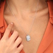 Small Map Tag Engraved Necklace [Sterling Silver]