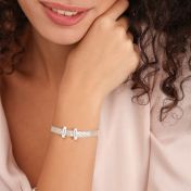 Verzaubertes Milanaise Armband mit Gravur - Balken Charm [Sterlingsilber]