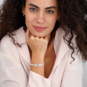 Verzaubertes Milanaise Armband mit Gravur - Balken Charm [Sterlingsilber]