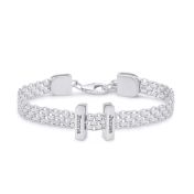 Verzaubertes Milanaise Armband mit Gravur - Balken Charm [Sterlingsilber]