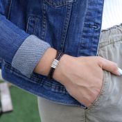 Naam Armband met Gegraveerde Kralen - Sterling Zilver [Bruin Leer]