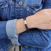 Naam Armband met Gegraveerde Kralen - Sterling Zilver [Bruin Leer]
