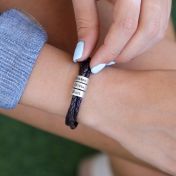 Naam Armband met Gegraveerde Kralen - Sterling Zilver [Bruin Leer]