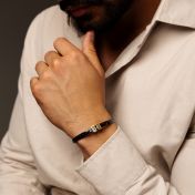 Bracelet Chaîne à Maillons Cubains Foncés avec Prénom - Plaqué Or 18ct