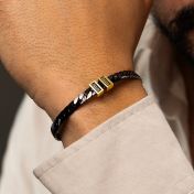 Bracelet Chaîne à Maillons Cubains Foncés avec Prénom - Plaqué Or 18ct