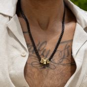 Dark Cuban Link Chain Name Necklace with Black Diamond [18K Gold Plated]