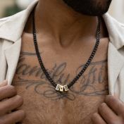 Dark Cuban Link Chain Name Necklace with Black Diamond [18K Gold Plated]