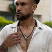 Dark Cuban Link Chain Name Necklace with Black Diamond [18K Gold Plated]