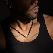 Dark Cuban Link Chain Name Necklace with Black Diamond [18K Gold Plated]