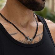 Dark Cuban Link Chain Name Necklace with Diamond 