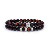 Pulsera Clásica de Ojo de Tigre Rojo de Hombre - Plata de Ley