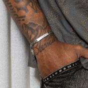 Bracelet Maille Cubaine Gris Ardoise avec Prénom pour Homme