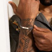 Bracelet Maille Cubaine Gris Ardoise avec Prénom pour Homme