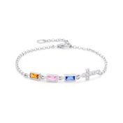 Dazzling Cross Birthstone Bracelet [Sterling Silver]