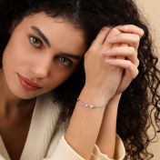 Deslumbrante Pulsera de Piedra de Nacimiento en Forma de Corazón [Plata de Ley]