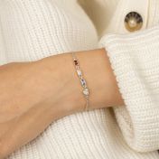 Deslumbrante Pulsera de Piedra de Nacimiento en Forma de Corazón [Plata de Ley]