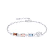 Deslumbrante Pulsera de Piedra de Nacimiento en Forma de Corazón [Plata de Ley]