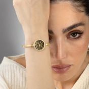 Bracelet Carte Précieuse Silhouette avec Cristaux - Plaqué Or 18ct