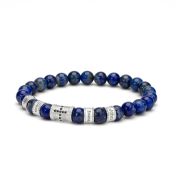 Diamond Cross Bracelet With Lapis Lazuli Stones [Sterling Silver]