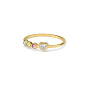 Ties of Heart Diamond Ring with Birthstones [18K Gold Plated]
