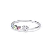 Ties of Heart Diamond Ring with Birthstones [Sterling Silver]