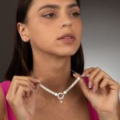 Helena Circle Milanese Chain Name Necklace with 0.3ct Diamond [Sterling Silver]