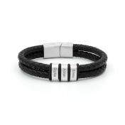 Black bracelet for men with engraved names. Braided bracelet 