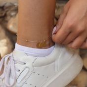 Tropfen der Liebe Fußkettchen mit Initialen [750er vergoldet] 