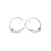 Boucles d'Oreilles Martelées Amour d'une Mère [Argent 925]