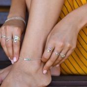 Birthstone Jewelry - rings and anklet with Swarovski crystals - birthstones of your choice 