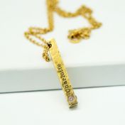 Talisa Bar Birthstone Necklace [18K Gold Plated - Hammered]