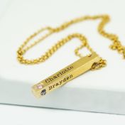 Talisa Bar Birthstone Necklace [18K Gold Plated - Hammered]