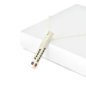 Talisa Bar Birthstone Necklace [Sterling Silver - Hammered]