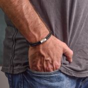 Men Bracelet With Square Stones in Silver