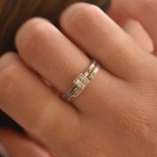 Bague Carina Martelée. Pierre Carrée [Argent 925]